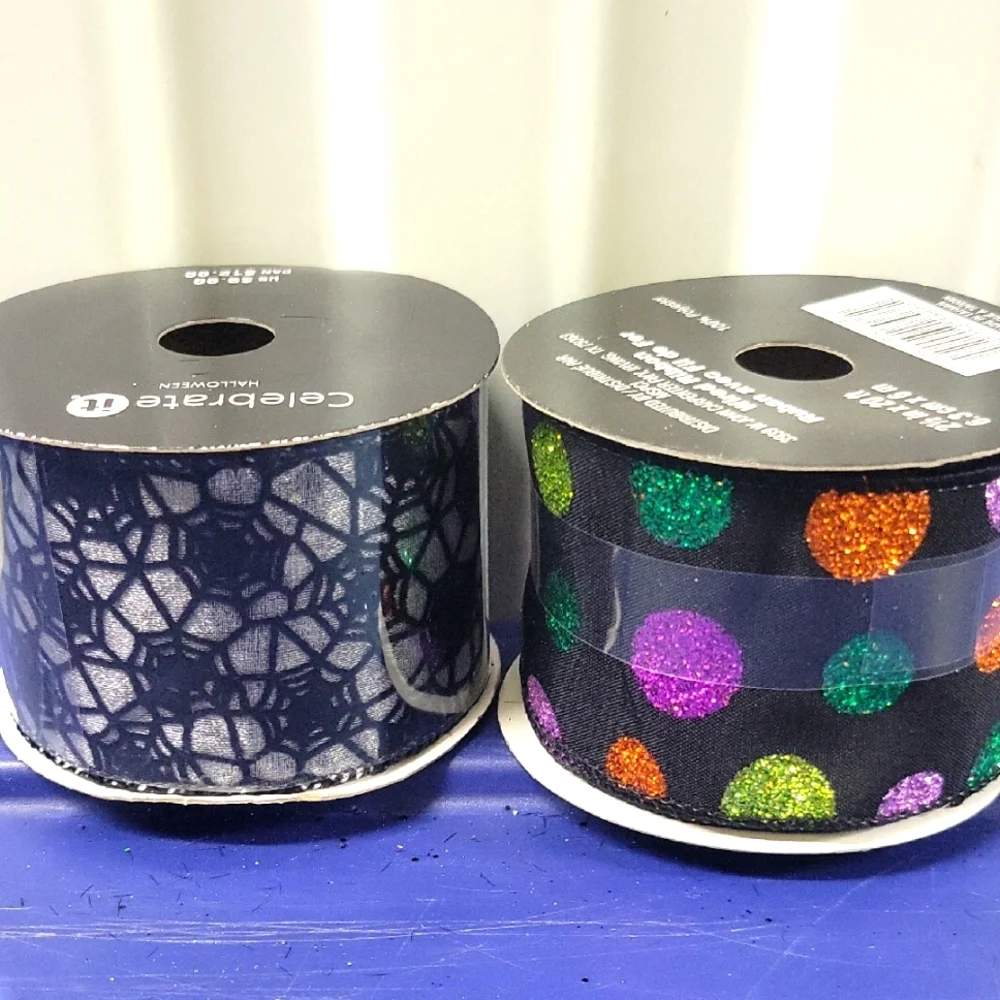 Celebrate It Spiderweb and Glitter Polka Dot Ribbon Set.